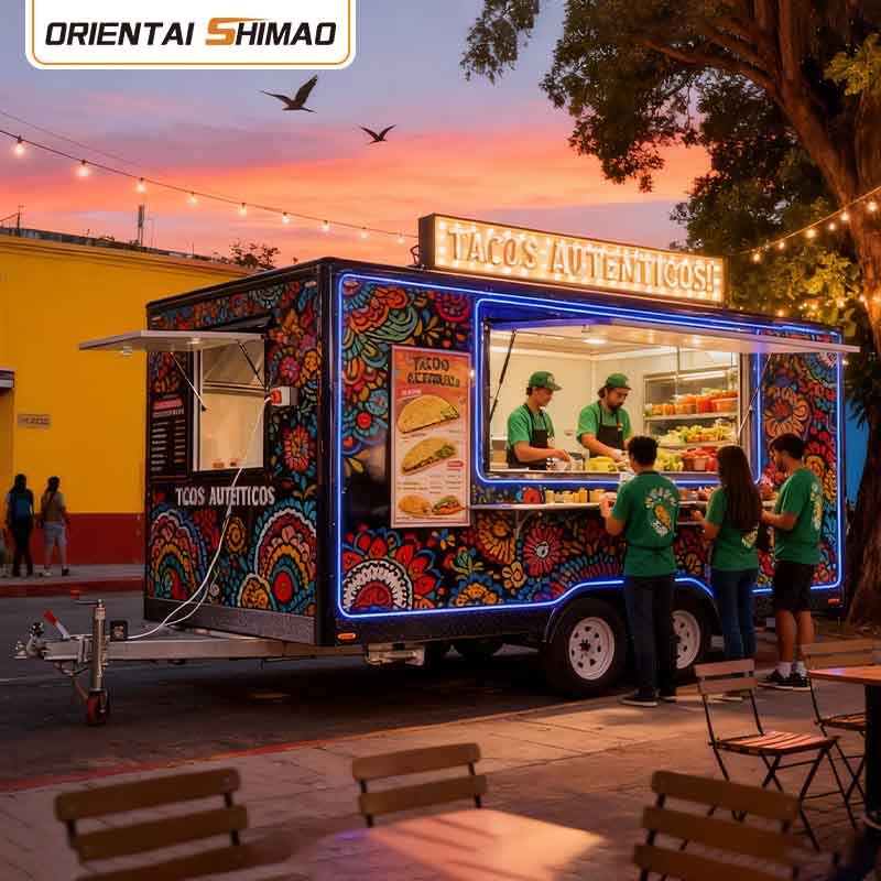 모바일 케이터링 트레일러 길거리 음식 핫도그 카트 완전 장착 식품 트레일러 식품 트럭